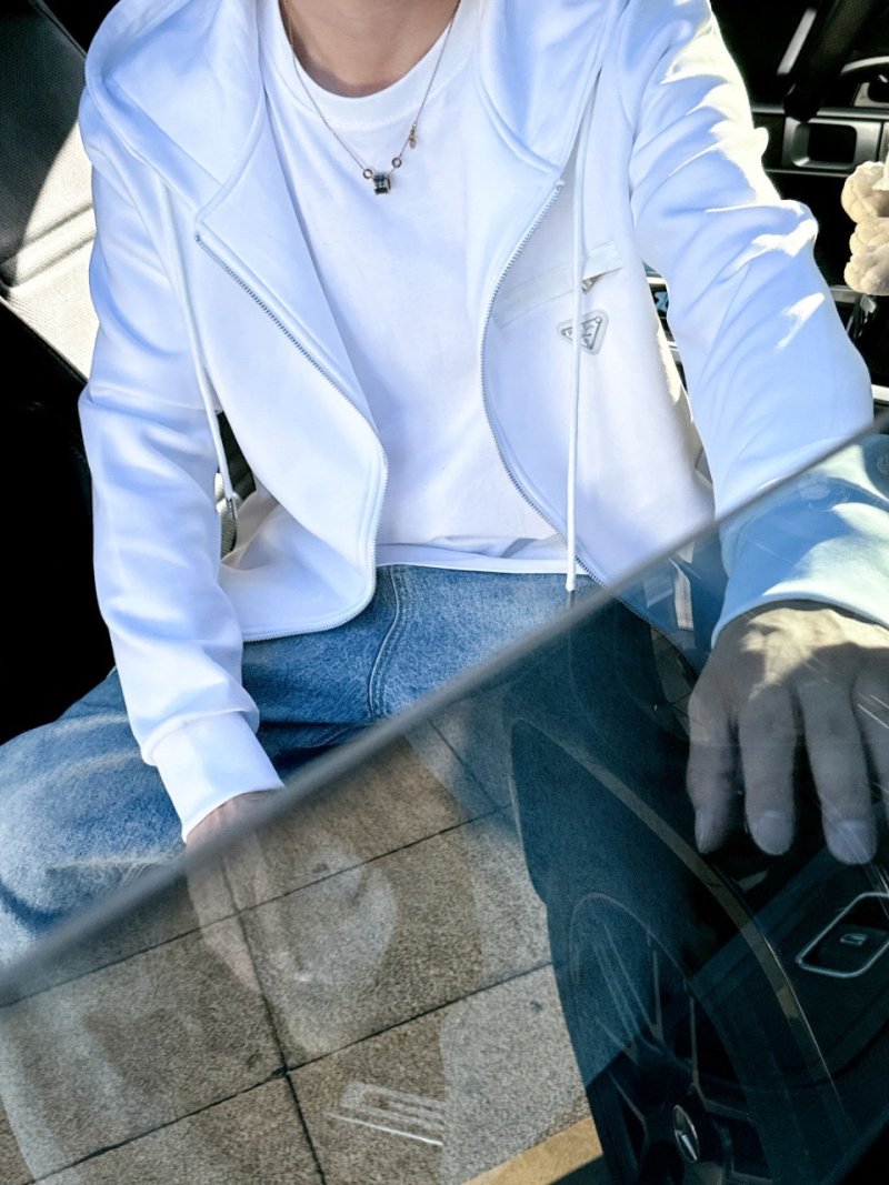 Prada White Zip Hoodie Jacket view