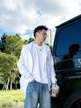 Prada White Zip Hoodie Jacket view 8
