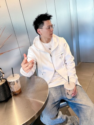 Prada White Zip Hoodie Jacket view 9