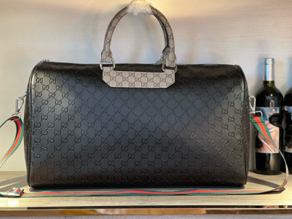 Gucci Monogram Travel Duffel Bag Black Red Green view 2
