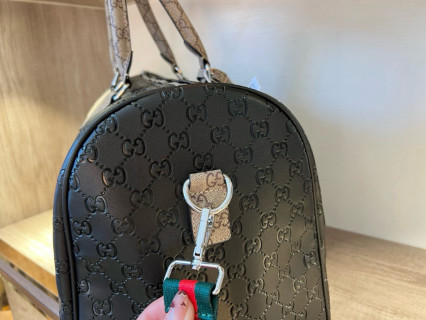 Gucci Monogram Travel Duffel Bag Black Red Green view 7