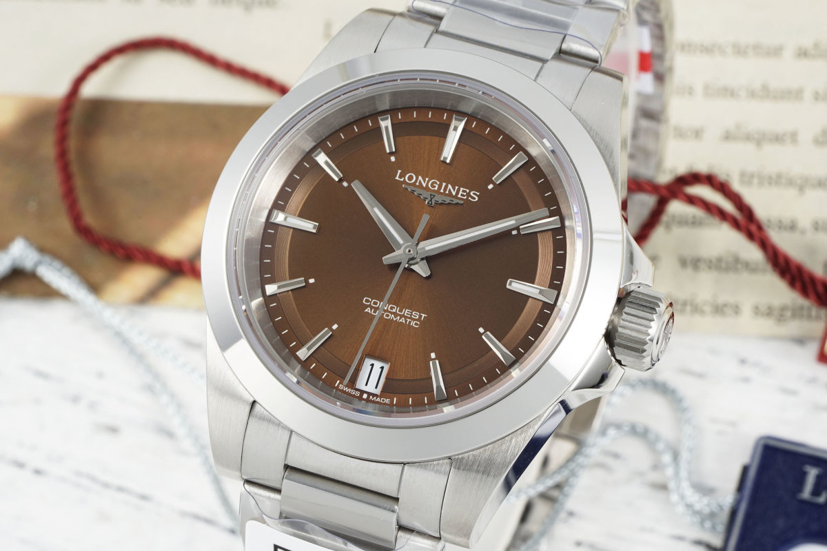Longines Conquest Automatic 34mm Brown Dial Steel Watch