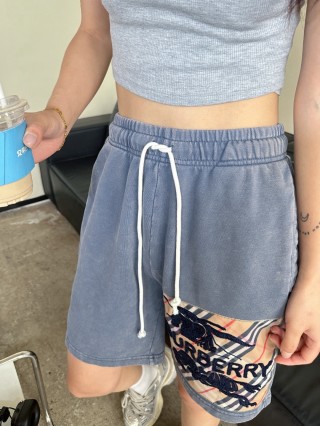 Burberry Check Denim Shorts Blue view 3