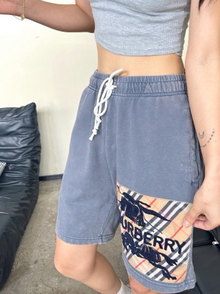 Burberry Check Denim Shorts Blue view 4