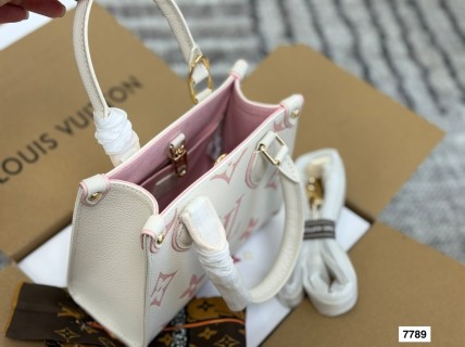 Louis Vuitton OnTheGo Mini Tote Bag - Pink & White view 9