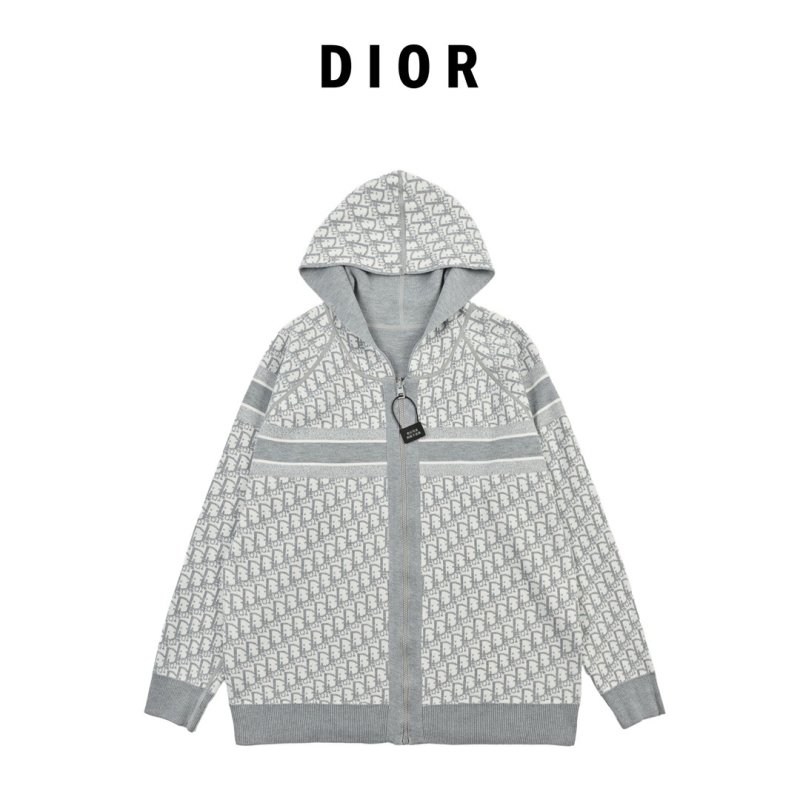 Gray Knit Cardigan with Textured Pattern view