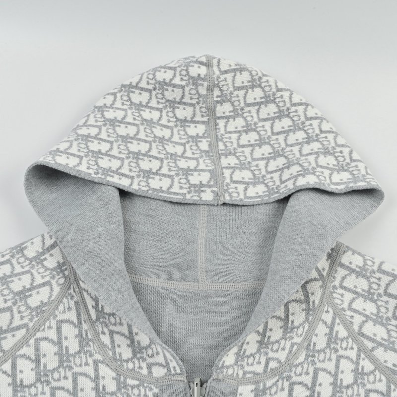 Gray Knit Cardigan with Textured Pattern view