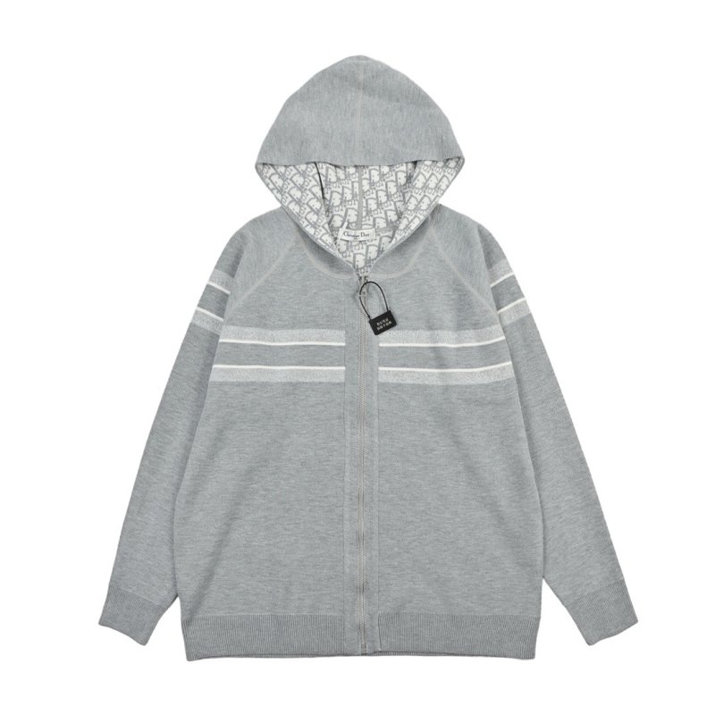 Gray Knit Cardigan with Textured Pattern view