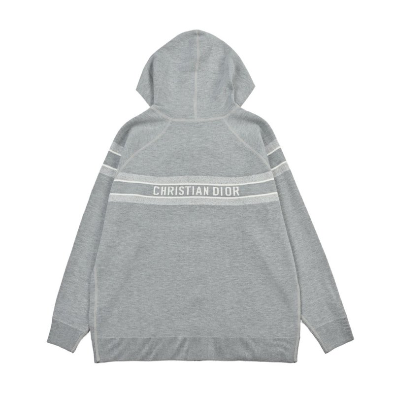 Gray Knit Cardigan with Textured Pattern view