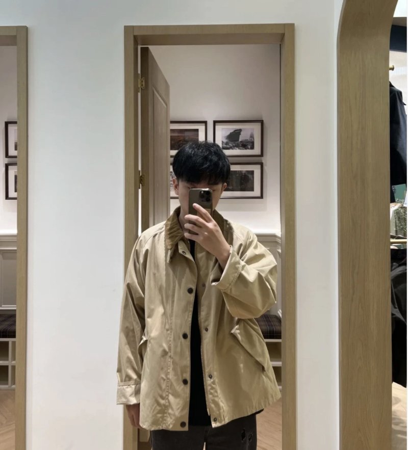 Beige Corduroy Collar Button-Up Overshirt Jacket view