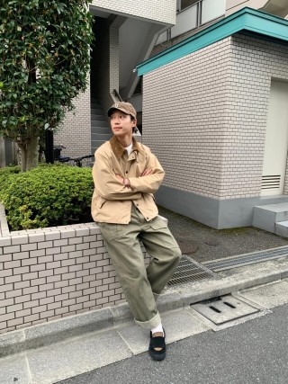 Beige Corduroy Collar Button-Up Overshirt Jacket view 2