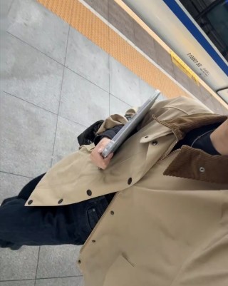 Beige Corduroy Collar Button-Up Overshirt Jacket view 9