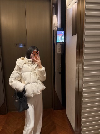 Cream Puffer Down Jacket – Oversized Fit