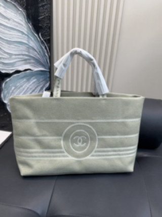Chanel CC Quilted Canvas Tote Bag White