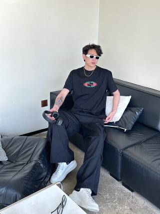Gucci GG Logo Black Short Sleeve T-Shirt