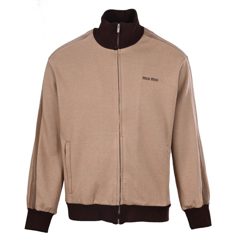 Miu Miu Colorblock Track Jacket Beige Black view