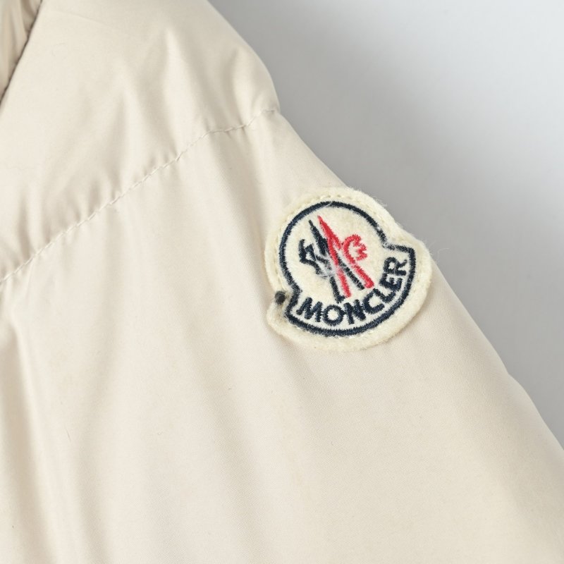 Cream Puffer Down Jacket with Faux Fur Hood view