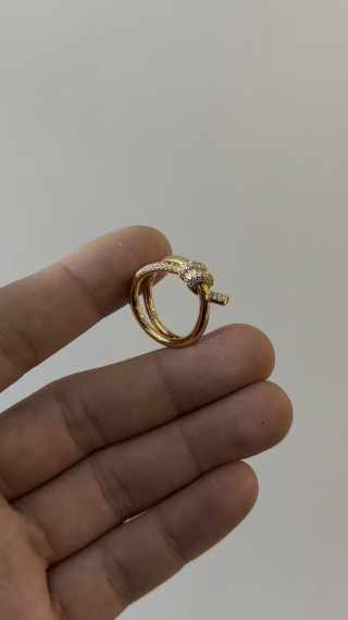 Gold Panther Head Statement Ring with Crystal Accents