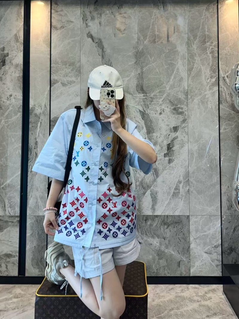 Louis Vuitton Monogram Short Sleeve Shirt Light Blue