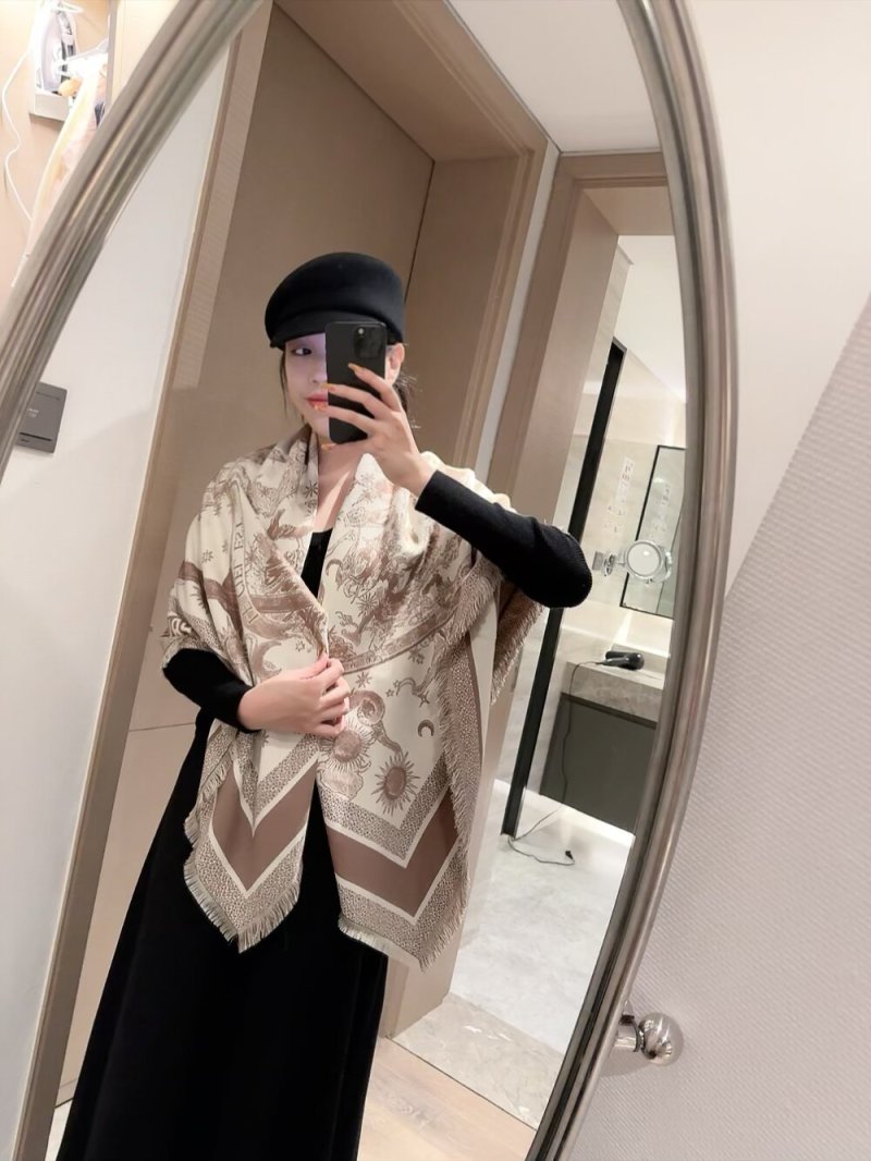 Dior Jungle Animal Print Silk Wool Square Scarf 140cm Beige