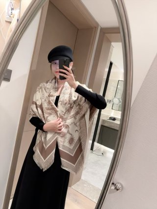 Dior Jungle Animal Print Silk Wool Square Scarf 140cm Beige