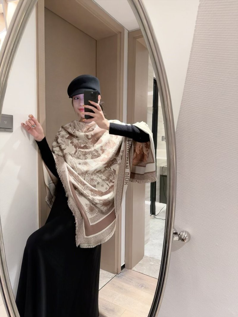 Dior Jungle Animal Print Silk Wool Square Scarf 140cm Beige view