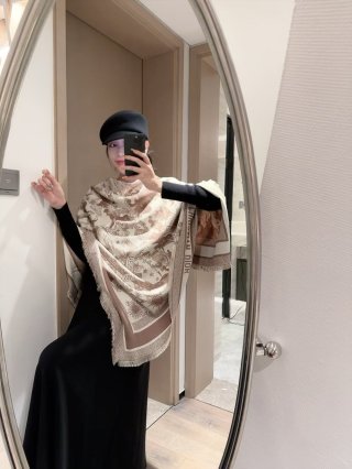 Dior Jungle Animal Print Silk Wool Square Scarf 140cm Beige view 2