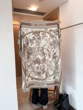Dior Jungle Animal Print Silk Wool Square Scarf 140cm Beige view 3