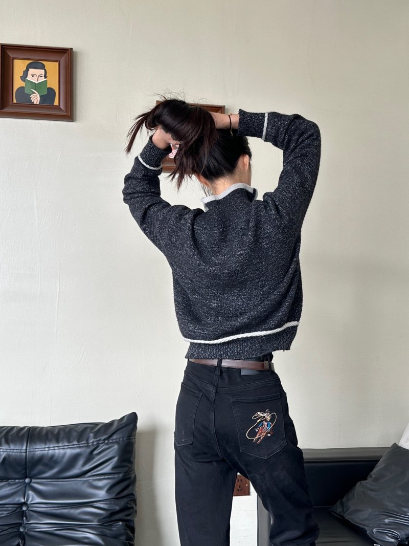 Black Embroidered Denim Jeans with Celestial Angel Graphic view