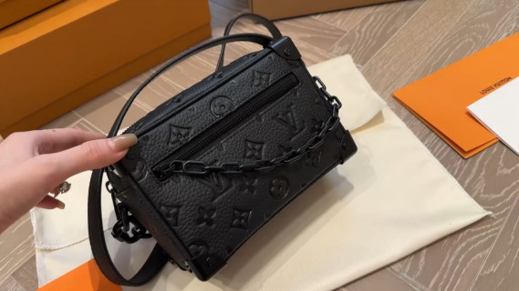 Louis Vuitton Monogram Embossed Black Leather Crossbody Bag
