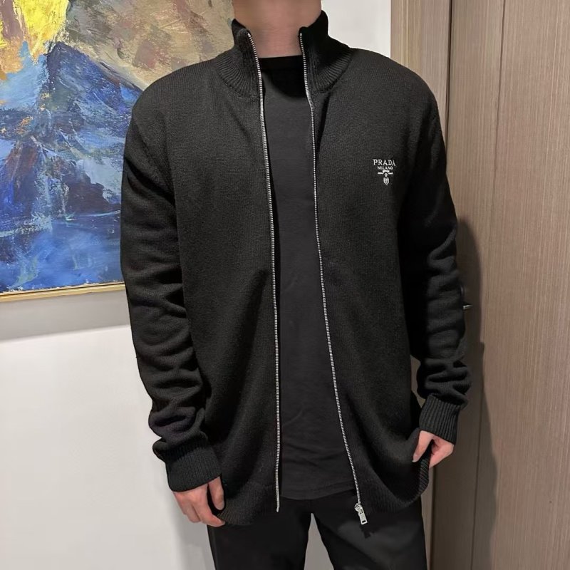 Prada Black Knit Zip Cardigan