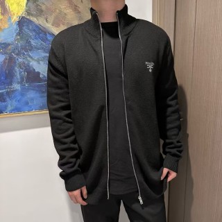 Prada Black Knit Zip Cardigan