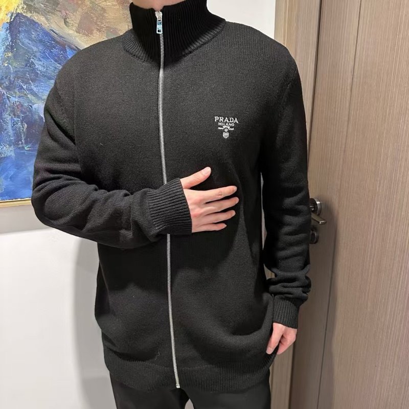 Prada Black Knit Zip Cardigan view