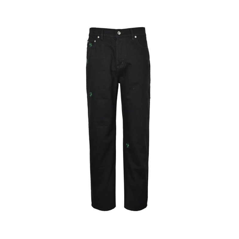 Chrome Hearts Black Denim Jeans with Green Cross Embroidery view