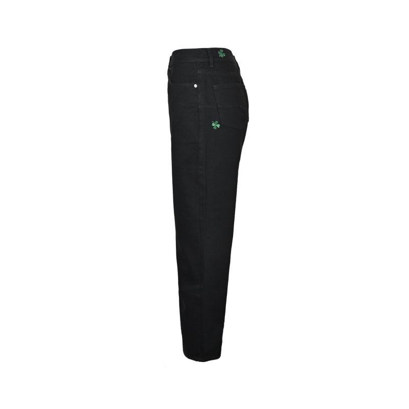Chrome Hearts Black Denim Jeans with Green Cross Embroidery view