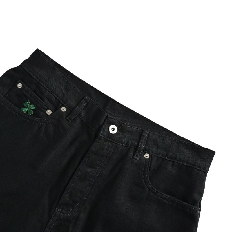 Chrome Hearts Black Denim Jeans with Green Cross Embroidery view