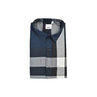 Burberry Check Classic Short-Sleeve Shirt Navy view 4