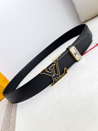 Louis Vuitton LV Automatic Gold Buckle Black Leather Belt view 3