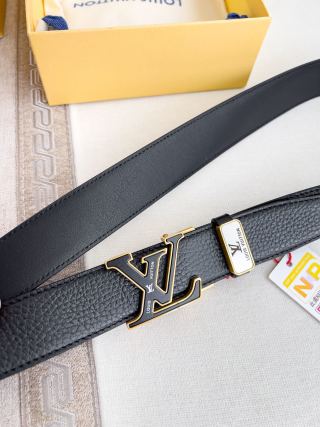 Louis Vuitton LV Automatic Gold Buckle Black Leather Belt view 4