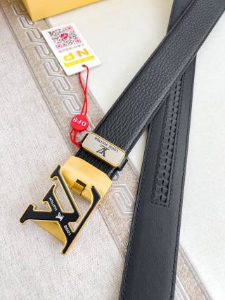 Louis Vuitton LV Automatic Gold Buckle Black Leather Belt view 6