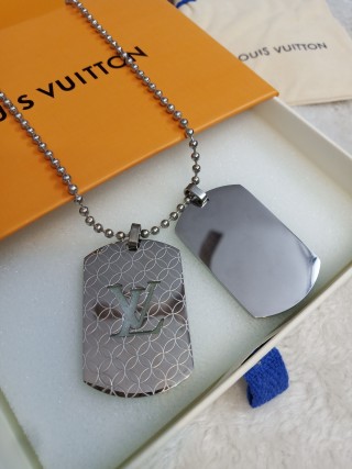 Louis Vuitton Double Row Ball Chain Pendant Necklace Silver view 2