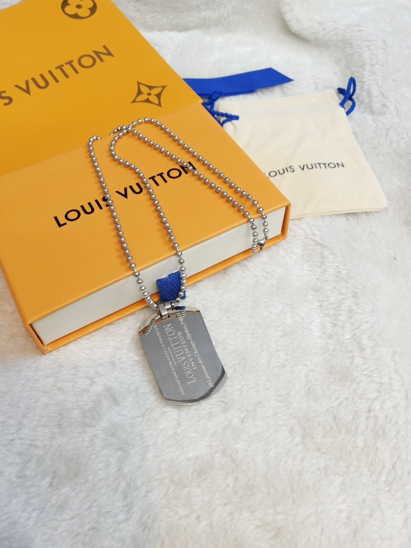 Louis Vuitton Double Row Ball Chain Pendant Necklace Silver view