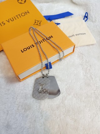 Louis Vuitton Double Row Ball Chain Pendant Necklace Silver view 6