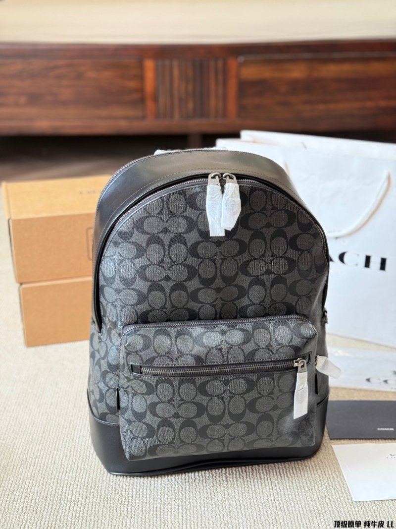 Coach West 35 Black Monogram Leather Backpack