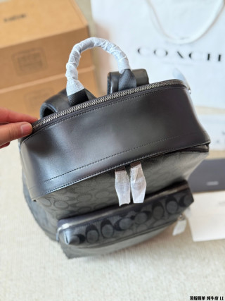 Coach West 35 Black Monogram Leather Backpack view 3