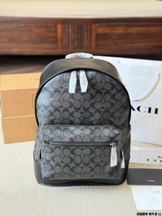 Coach West 35 Black Monogram Leather Backpack view 4
