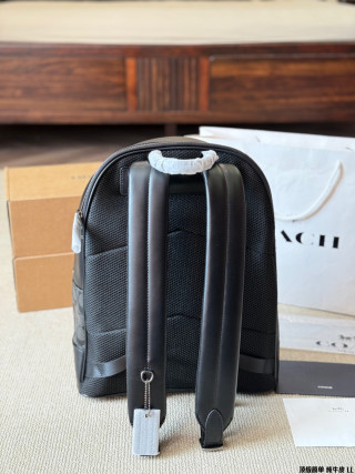 Coach West 35 Black Monogram Leather Backpack view 5