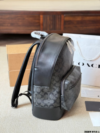 Coach West 35 Black Monogram Leather Backpack view 6