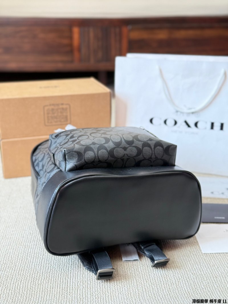 Coach West 35 Black Monogram Leather Backpack view