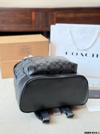 Coach West 35 Black Monogram Leather Backpack view 7